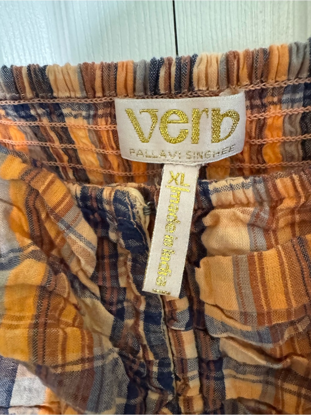 Verb Plaid Ruffle Cropped Top - Picture 4 of 4